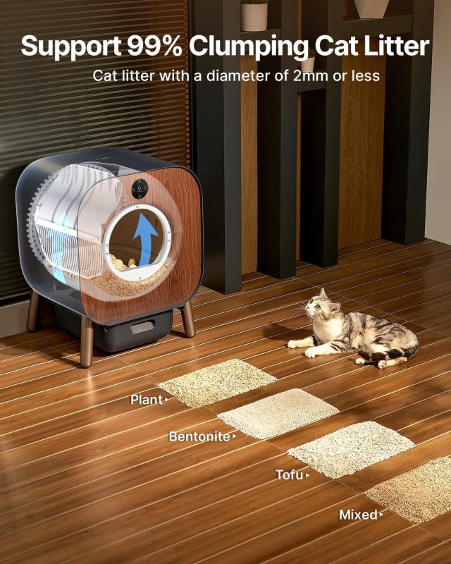 PAWBBY self-cleaning cat litter box with OLED screen for easy navigation and control