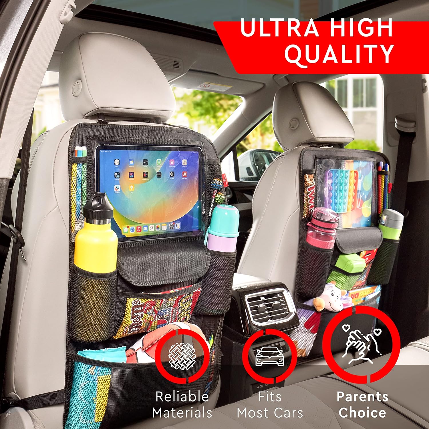 Car Back Seat Storage Organiser -10.1 iPad/Tablet Holder Touch Screen Kids  Kick Mat Seat Protector Multi-Pocket Children's Travel Storage on OnBuy
