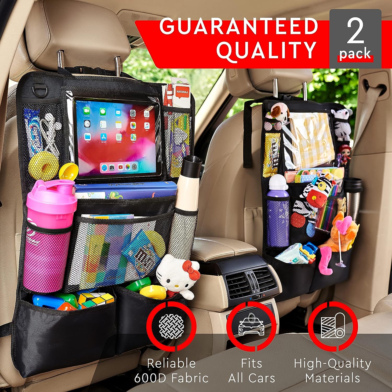 2 Pack Car Backseat Organizer Car Storage Bag with Protection and