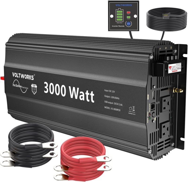 VOLTWORKS 3000W Inverter with USB and AC Outlets for Domestic Use