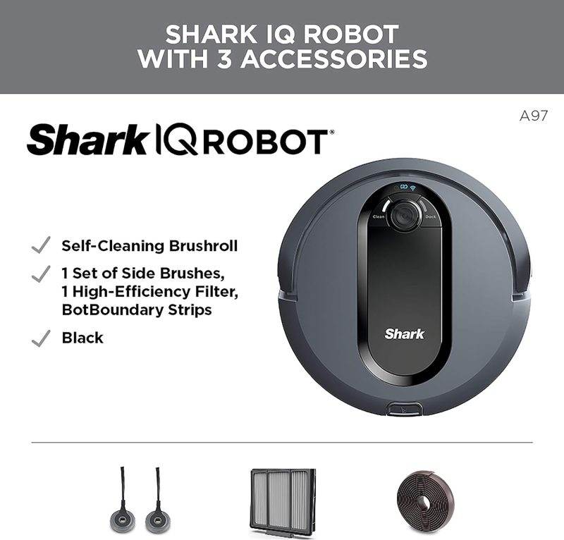 Self-cleaning brushroll technology on Shark IQ Robot Vacuum automatically detangling pet and long hair during operation