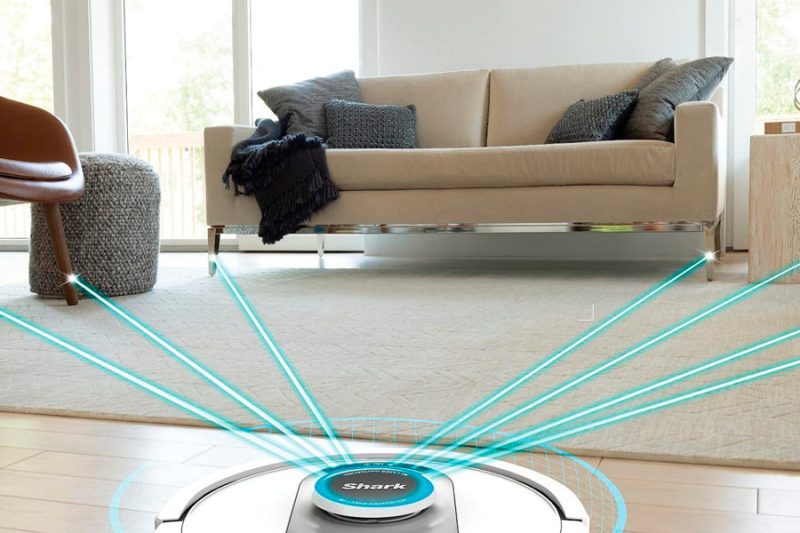 Sensors detect obstacles such as furniture and pet waste