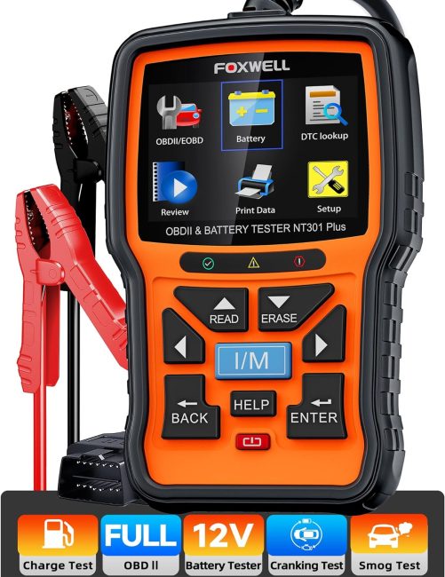 FOXWELL NT301 Plus OBD2 Scanner Battery Tester 12V with multiple functionalities