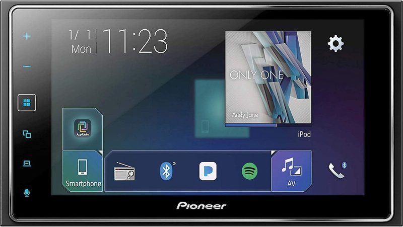 Connect and charge with the pioneer double din head unit's 1.5A USB port and multiple input options