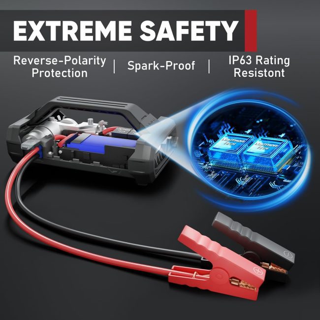 air pump and jump starter by lokithor with digital display for accurate tire pressure
