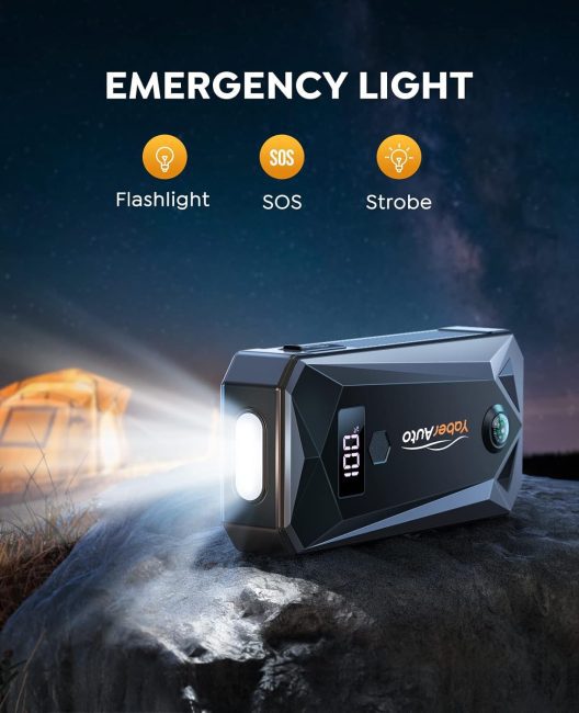 YaberAuto Jump Starter with Multifunctional LED Light for Emergency Use