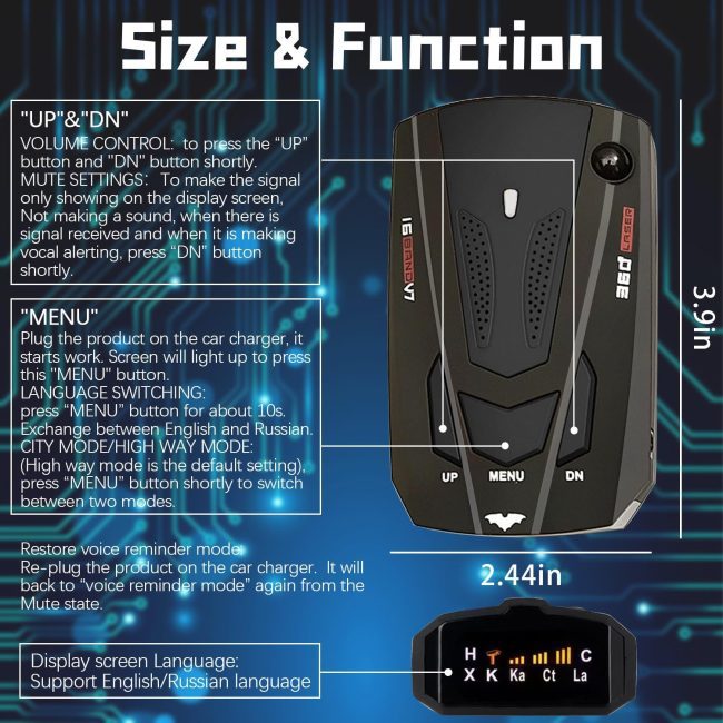 Advanced best radar detector 2023 featuring voice speed prompt for safe driving