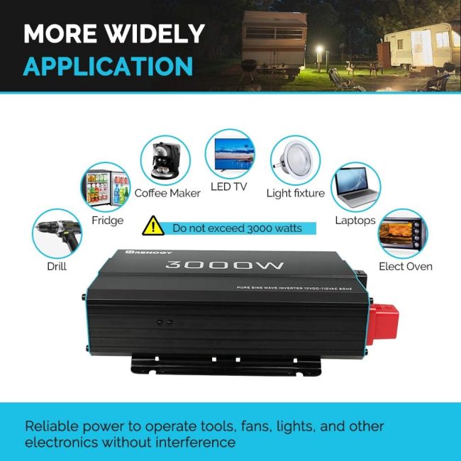 Renogy 3000W Inverter with high-speed ventilation for cooling