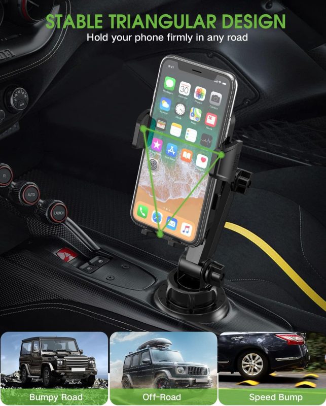 Adjustable and sturdy EOCAHO car cup holder phone mount with a 360-degree rotating head for optimal viewing angles