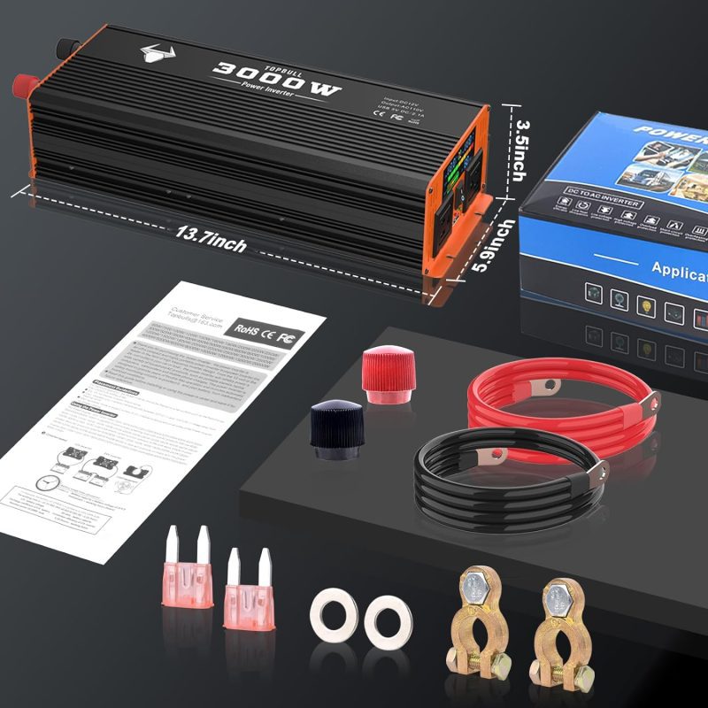 TOPBULL Power Inverter Package with Cables and User Manual