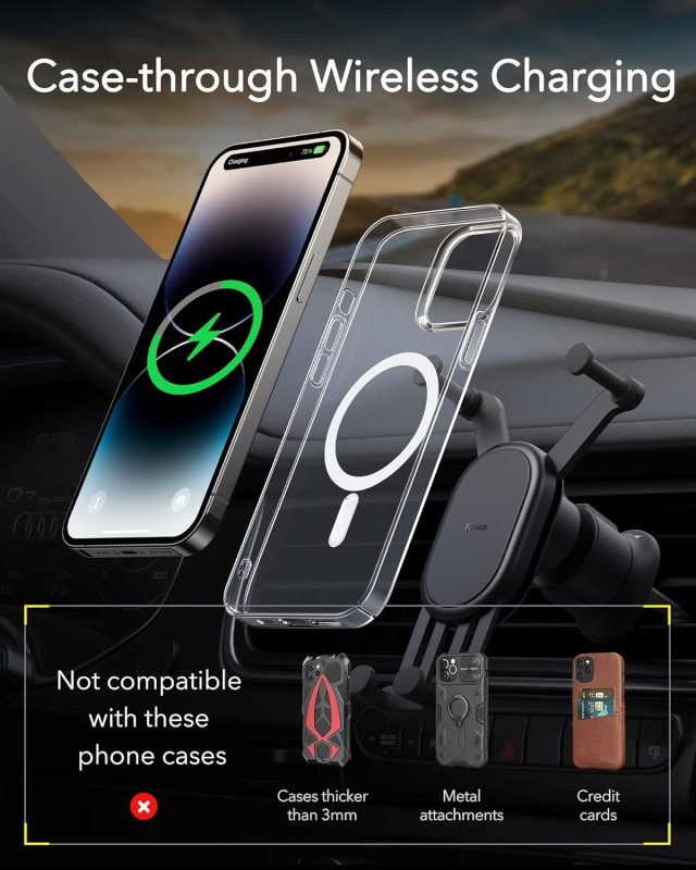 Baseus Car Phone Mount with Enlarged Charging Coil for Efficient and Faster Wireless Charging