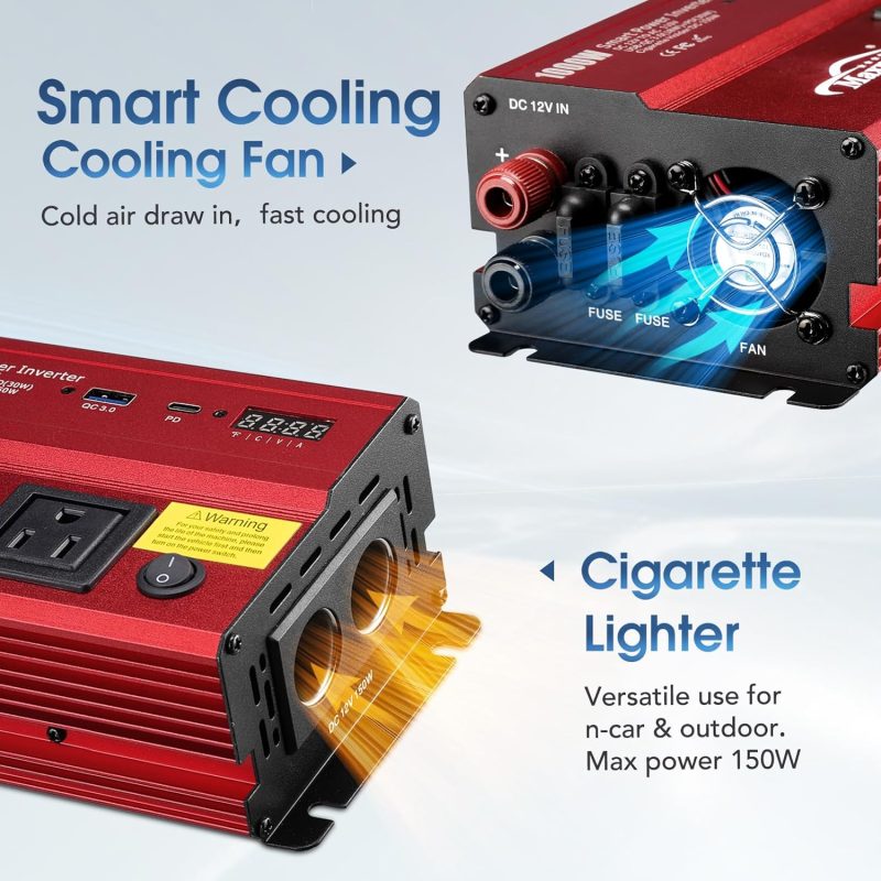 Maxpart power inverter 1000w with CE, FCC, and ROSH certifications for reliability