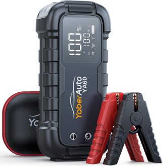 YaberAuto Jump Starter 6000A powering up a completely dead car battery
