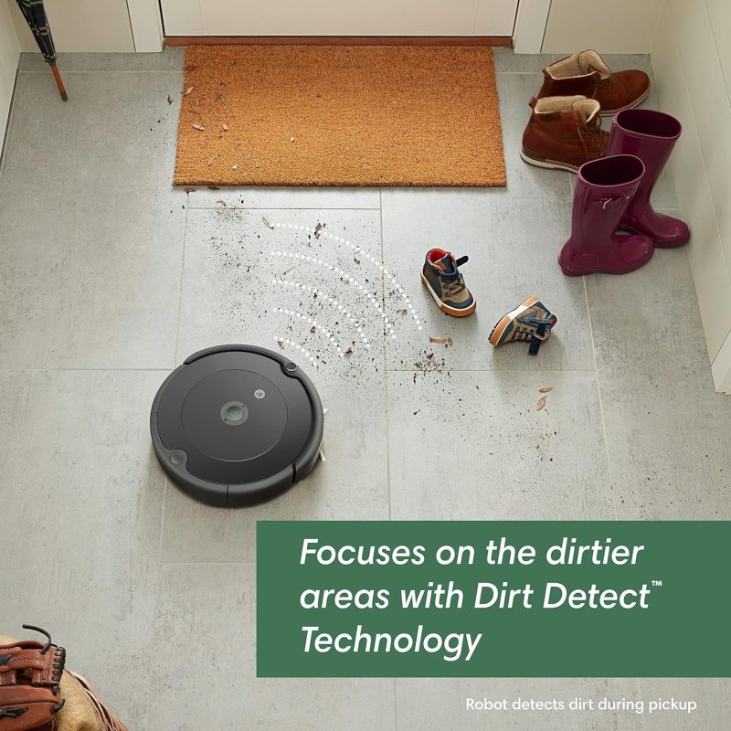 694 robot vacuum avoiding stairs with Cliff Detect technology
