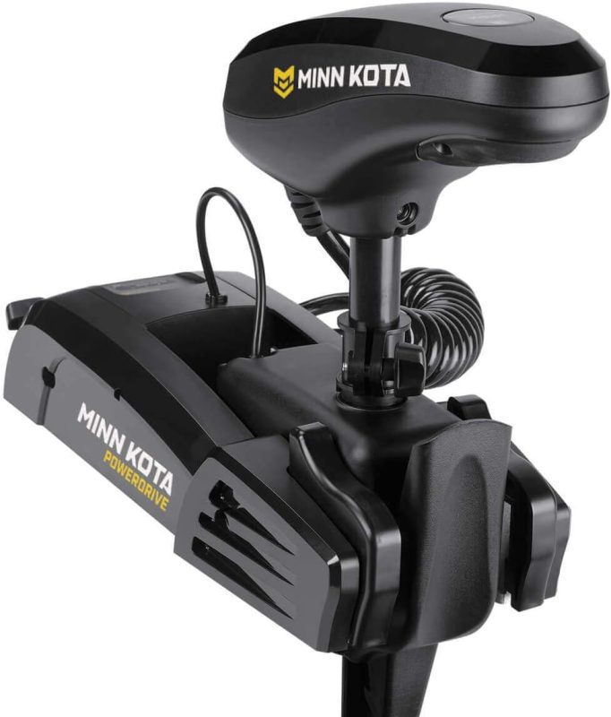 Minn Kota PowerDrive trolling motor, showing control unit, ideal for silent boat navigation