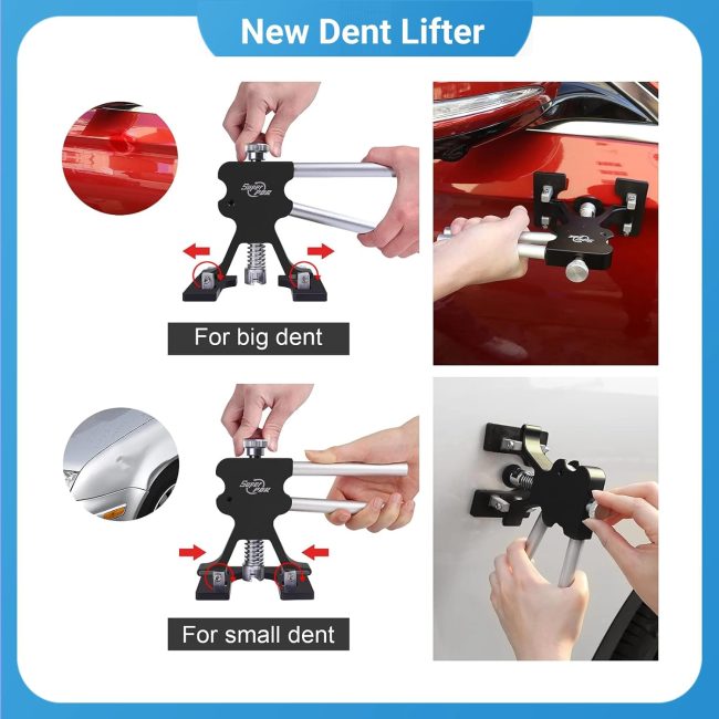 Versatile paintless dent repair tools with T-Bar puller for effective dent lifting