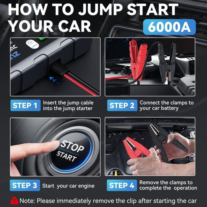 Auto gear jump start kit including Zukaka jump starter, cables, and PD charger