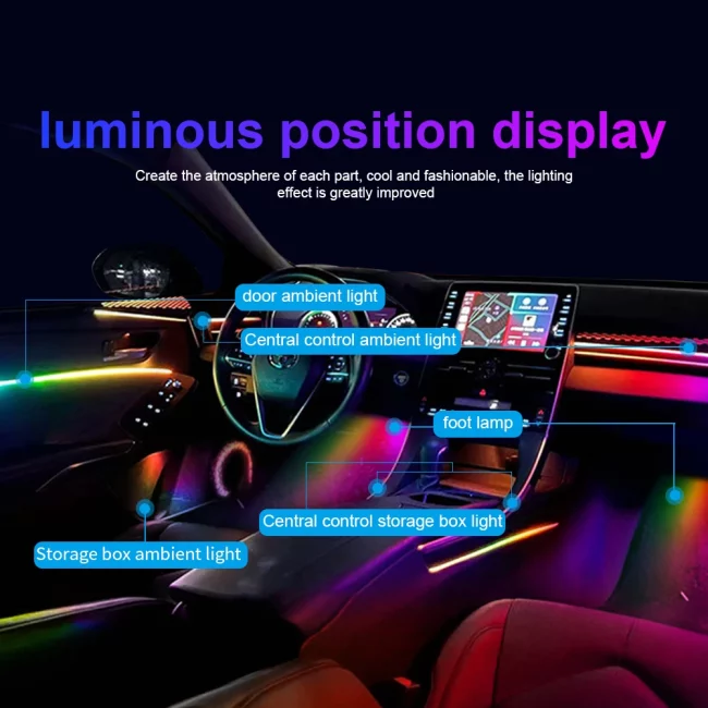 Car Atmosphere Interior LED Acrylic 64 Color RGB Ambient Lights 5