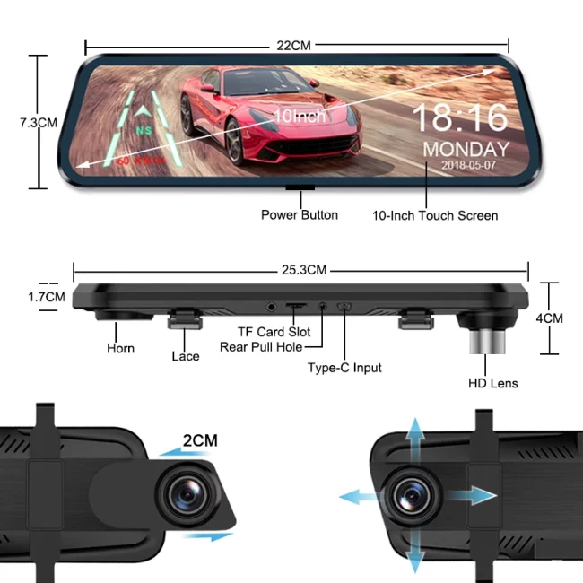 E-ACE 2.5K Mirror Camera For Car Touch Screen 6