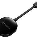 Motorola MA1 wireless Android Auto car adapter streaming dongle connected via USB