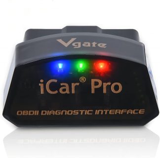 Vgate iCar Pro OBDII diagnostic device with indicator lights showing connectivity status