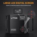 UTRAI jump starter and air compressor with a digital LED screen showing PSI and battery levels