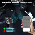 Smartphone showing app connected to OBD2 device in a car for diagnostics