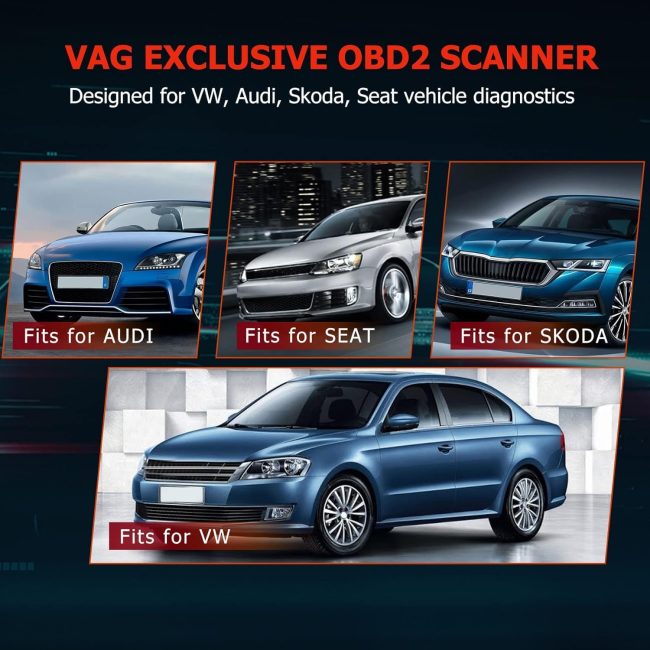 VAG Exclusive OBD2 Diagnostic Scanner compatible with VW, Audi, Skoda, Seat vehicles