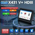 X431 V+ HDIII Heavy Duty Truck Scanner highlighting diagnostic features for over 160 vehicle brands, equipped with Android 9 system