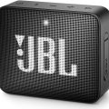 Black JBL GO 2 portable speaker showing logo and control buttons