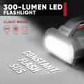 300-lumen LED flashlight offering SOS, Flash, and Constant illumination modes.