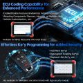 ECU coding and key programming tool displaying functionalities for BENZ, VW, Audi, and Skoda on touchscreen