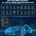 OBD2 device showing full diagnostic functions and performance tests