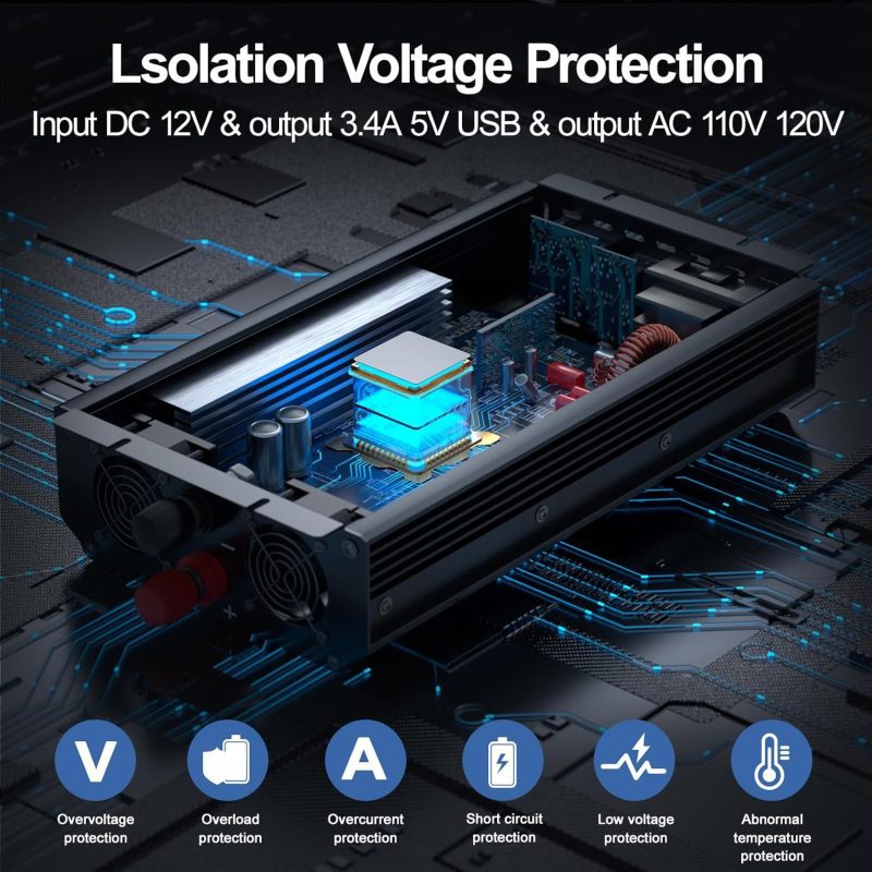 Electronic voltage protection device showing internal components with cooling fans and heatsinks