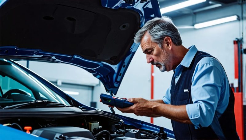 use an OBD2 scanner in a dimly lit garage