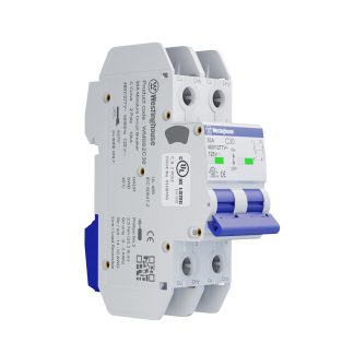 Westinghouse circuit breaker model WMBAC2303 with 30A rating, dual cable entries for copper wires, and 480Y/277V voltage specification