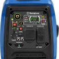 Front view of Westinghouse portable generator showing digital display, power outlets, and control buttons
