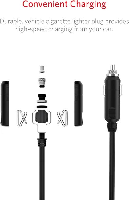 Exploded view of vehicle cigarette lighter plug showcasing its components for high-speed charging