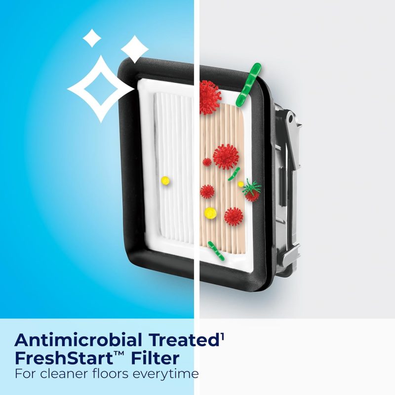 Side-by-side comparison of clean and bacteria-laden antimicrobial treated FreshStart filter