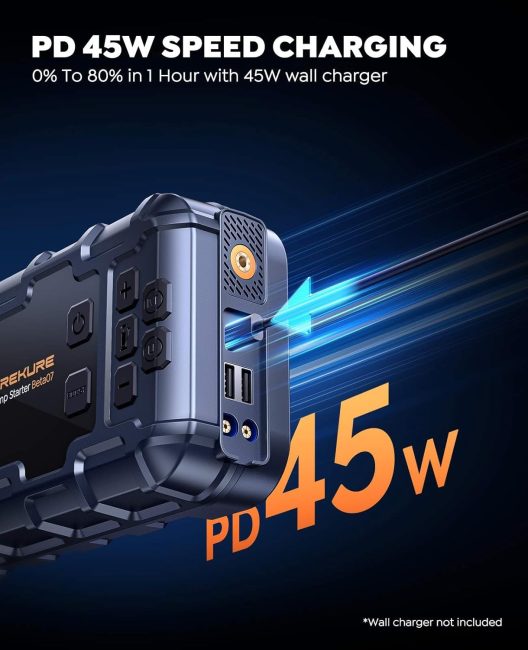 Portable power bank with Power Delivery 45W fast charging, rugged design, and multifunctional ports
