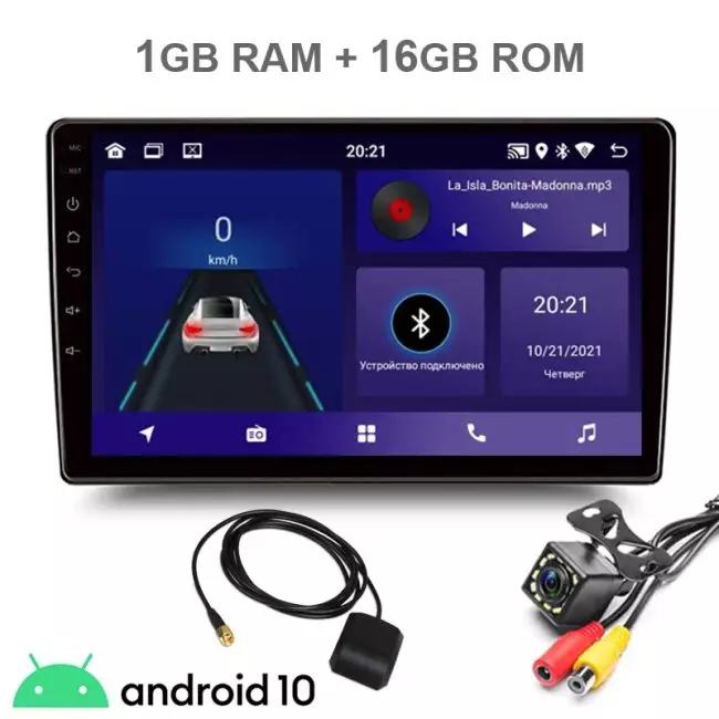 Магнитола 2 din экран 10 дюймов Андроид 10 с GPS навигацией и камерой заднего вида 2gb RAM +32gb ROM