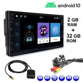 Автомагнитола на Андроиде 2 din (дин) 2gb RAM + 32gb ROM / GPS навигация / Камера заднего вида