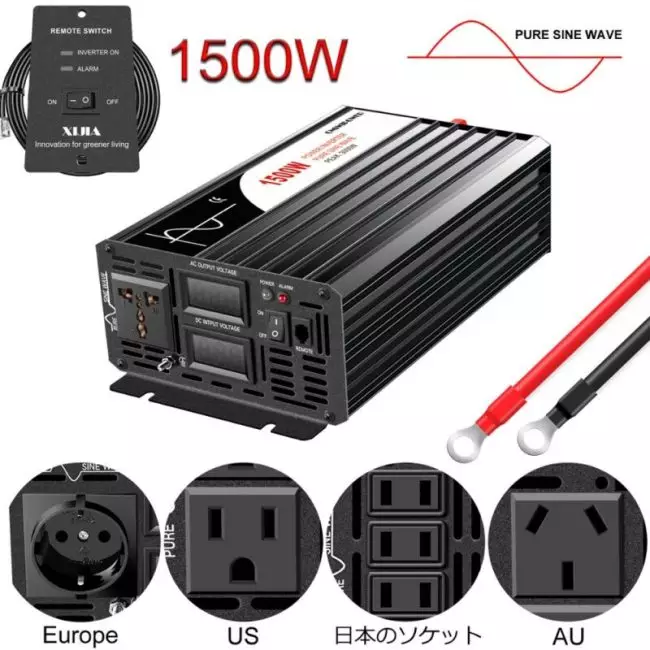 1500W inverter 12v 220v pure sine wave solar power inverter DC 24V 48V to AC 110V with remote control 1