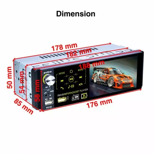 Hikity Autoradio1 din Car Radio 4.1" Inch Touch Screen Car Stereo Multimedia MP5 Player Bluetooth RDS Dual USB Support Micphone 2