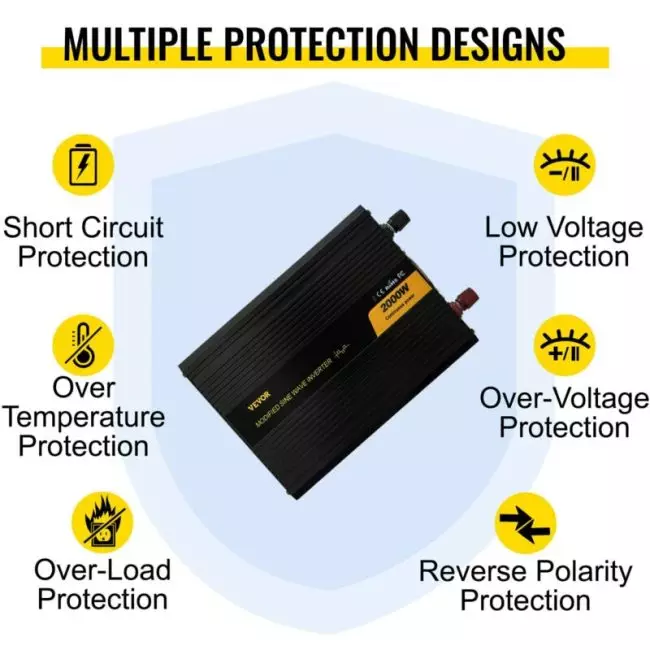 VEVOR 2000W-3600W DC12V DC24V to AC120V Modified Sine Wave Power Inverter for Home Appliances Power Tools Blender Refrigerator 6