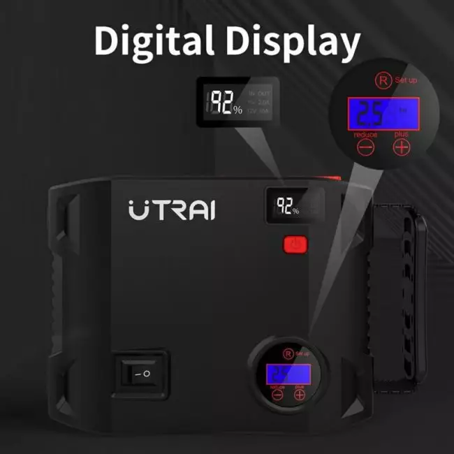 UTRAI 4 In 1 2000A Jump Starter Power Bank 150PSI Air Compressor Tire Pump Portable Charger Car Booster Starting Device 4