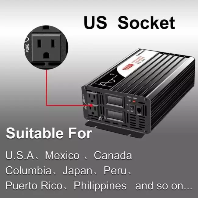 1500W inverter 12v 220v pure sine wave solar power inverter DC 24V 48V to AC 110V with remote control 3