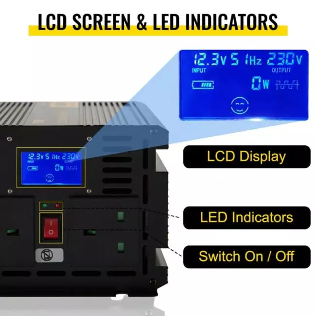 VEVOR 2000W-3600W DC12V DC24V to AC120V Modified Sine Wave Power Inverter for Home Appliances Power Tools Blender Refrigerator 4