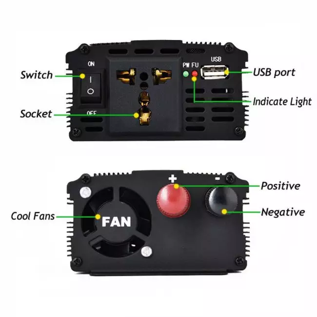 2000W-500W Car Inverter 12V 220V Power Inverter DC To AC 12V To 220V Car Voltage Converter with USB Charger for Phone Tablet 4