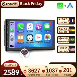 Podofo AI Voice 2din Android Car Radio Multimedia Video Player Autoradio 2 Din 7'' Carplay Stereo GPS Maps For VW Nissan Toyota 1